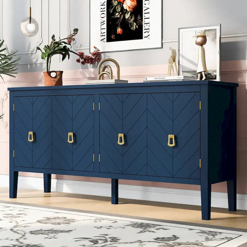 Four-Door Sideboard with Geometric Line Patterns
