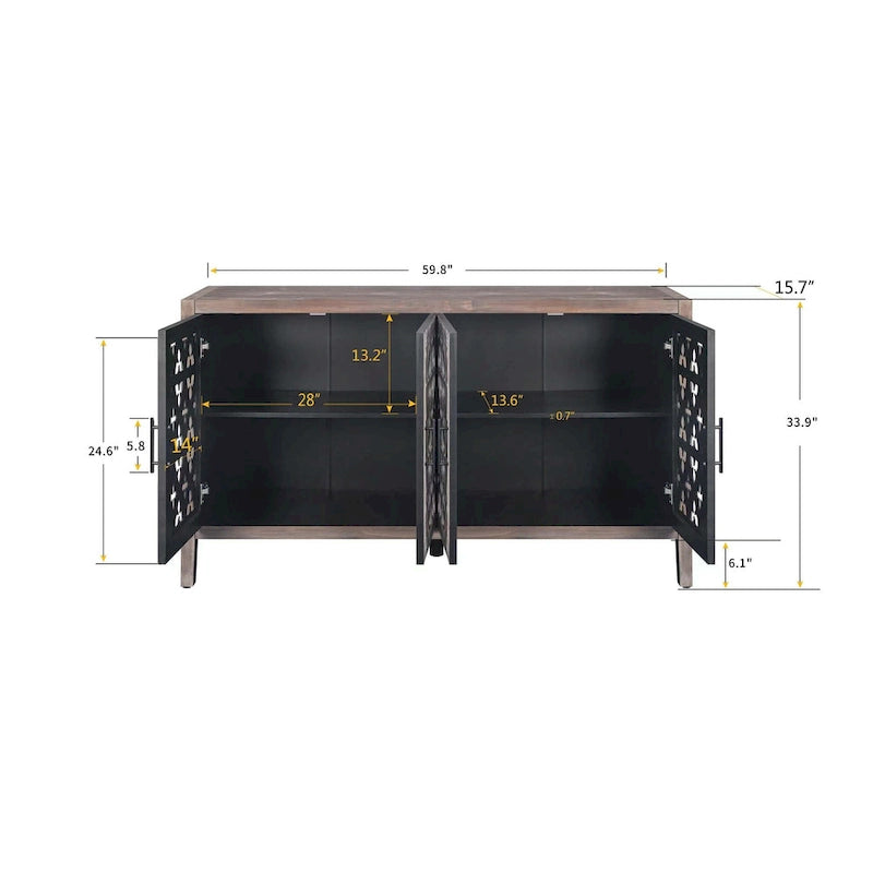 Hollow Four Door Antique Cabinet