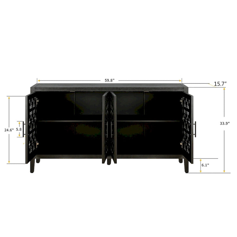 Hollow Four Door Antique Cabinet