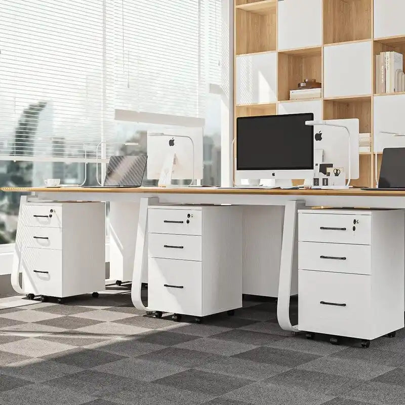 3 Drawer Wood Mobile File Cabinet