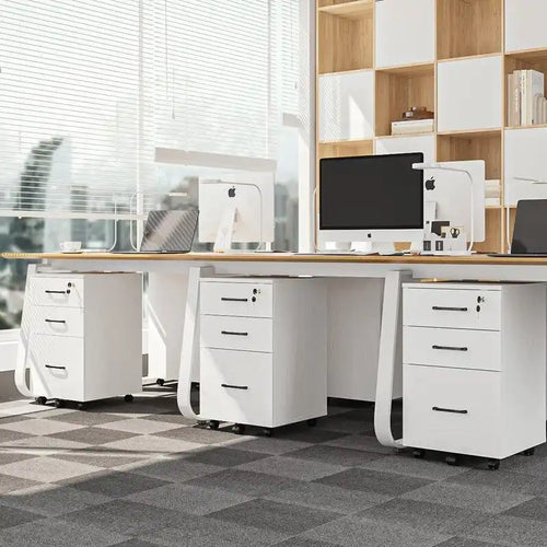 3 Drawer Wood Mobile File Cabinet