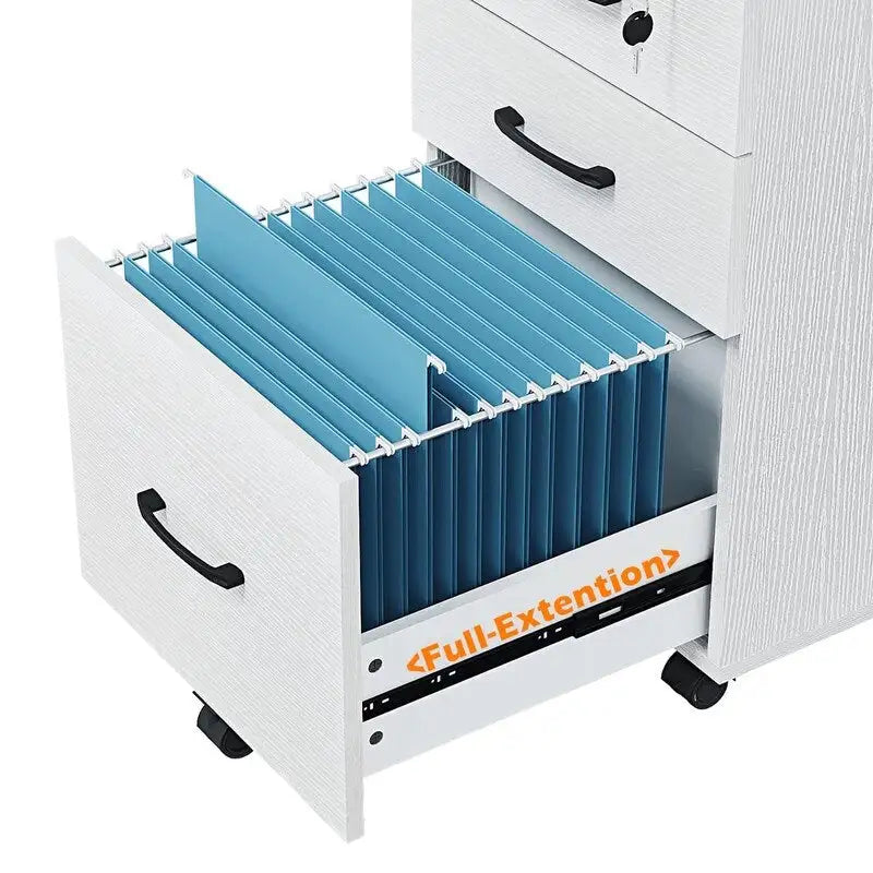3 Drawer Wood Mobile File Cabinet