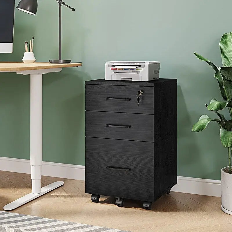 3 Drawer Wood Mobile File Cabinet