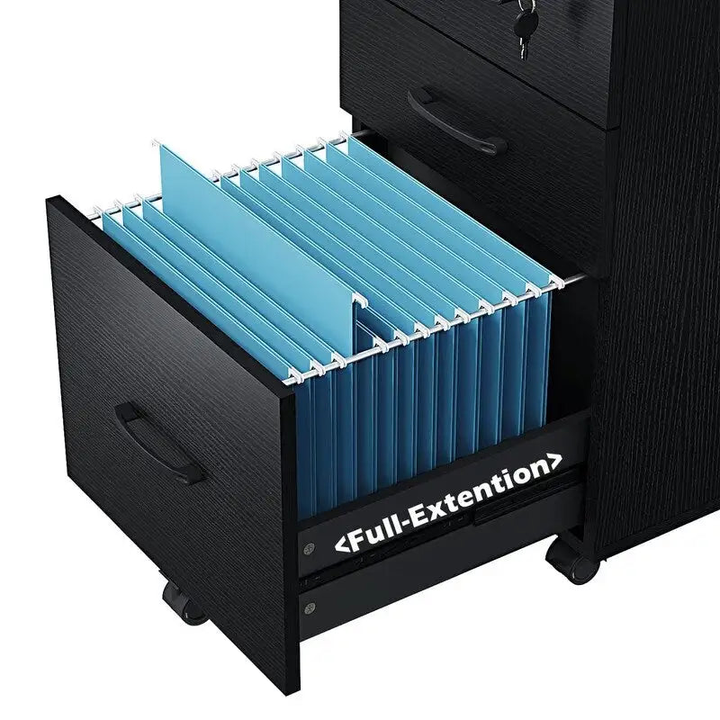 3 Drawer Wood Mobile File Cabinet