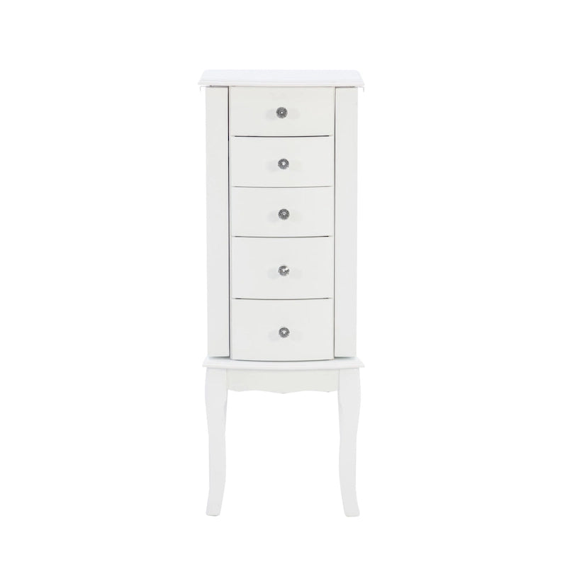 Scalloped Jewelry Armoire with Drawers - 35.5 - White
