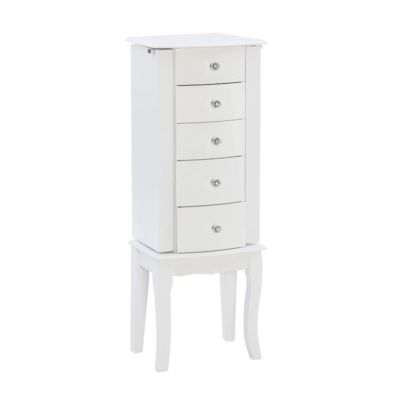 Scalloped Jewelry Armoire with Drawers - 35.5 - White