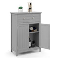 Gymax Bathroom Floor Cabinet Wooden Storage Organizer with Drawer &