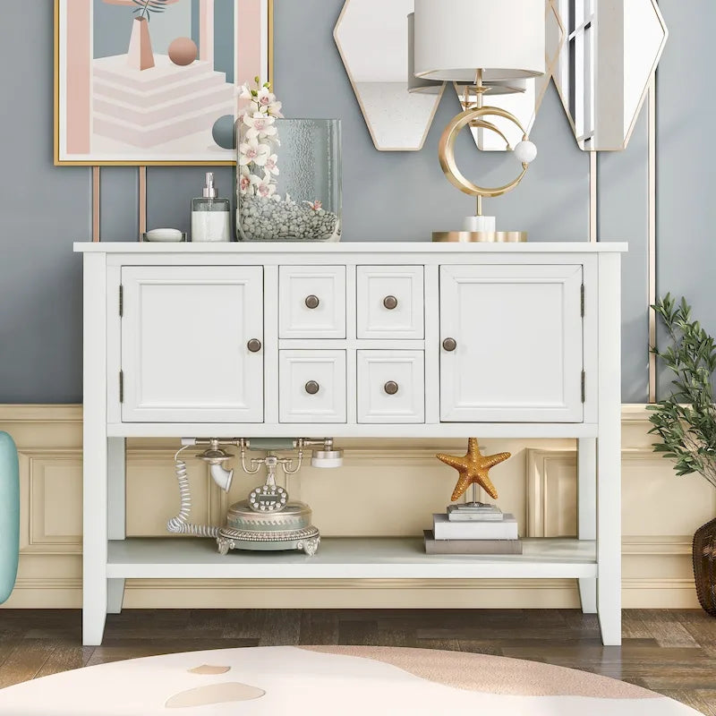 Cambridge Series Buffet Sideboard Console Table with Bottom Shelf - N/A