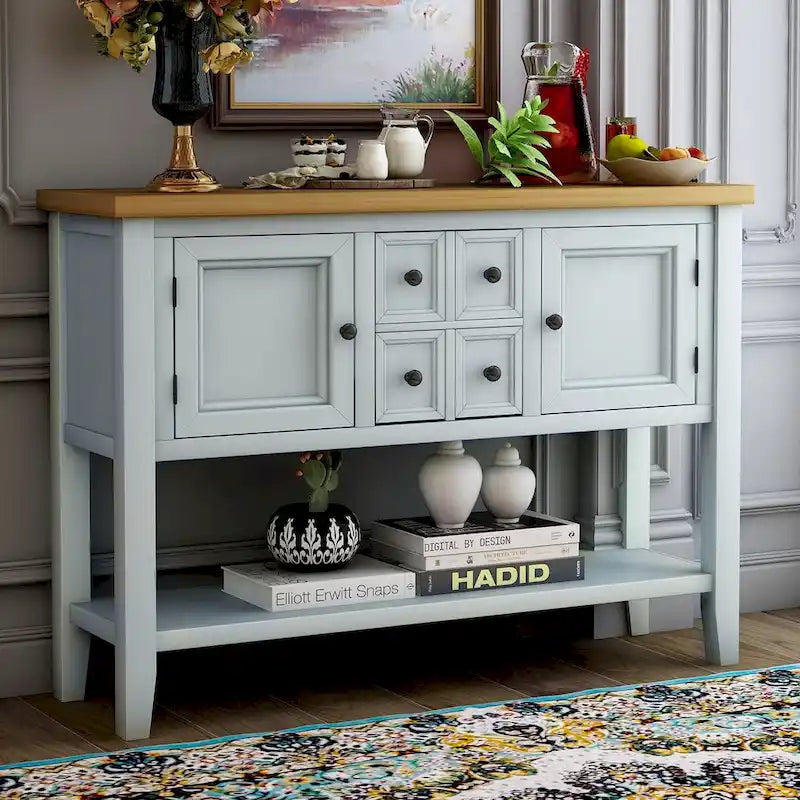 Cambridge Series Buffet Sideboard Console Table with Bottom Shelf - N/A