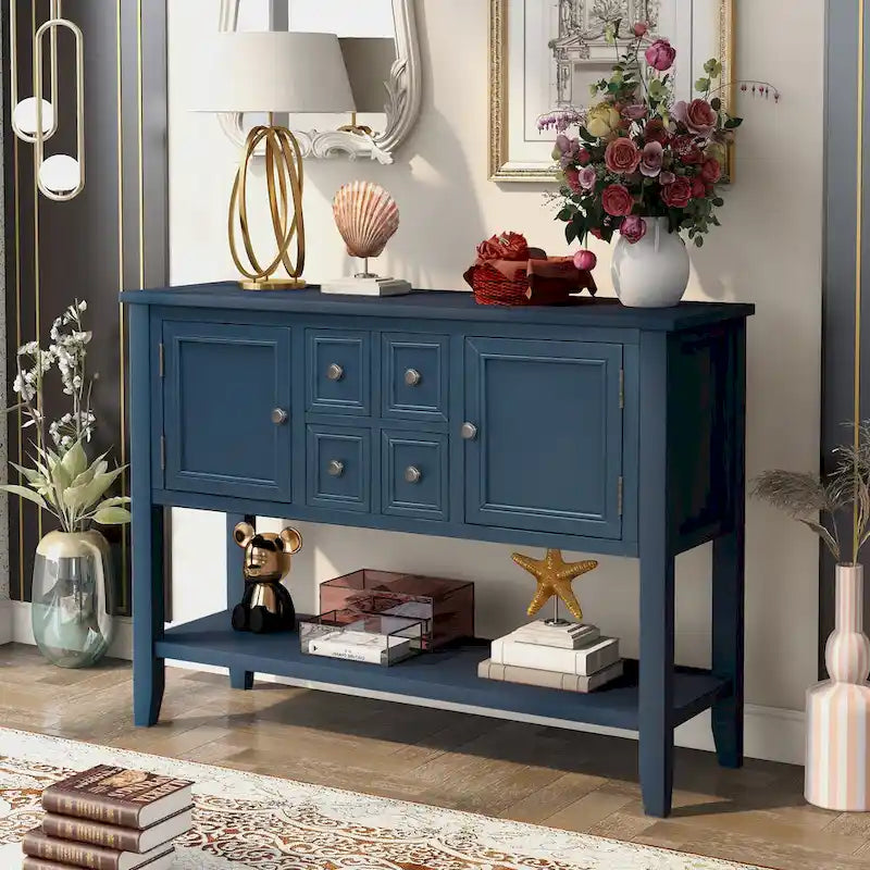 Cambridge Series Buffet Sideboard Console Table with Bottom Shelf - N/A