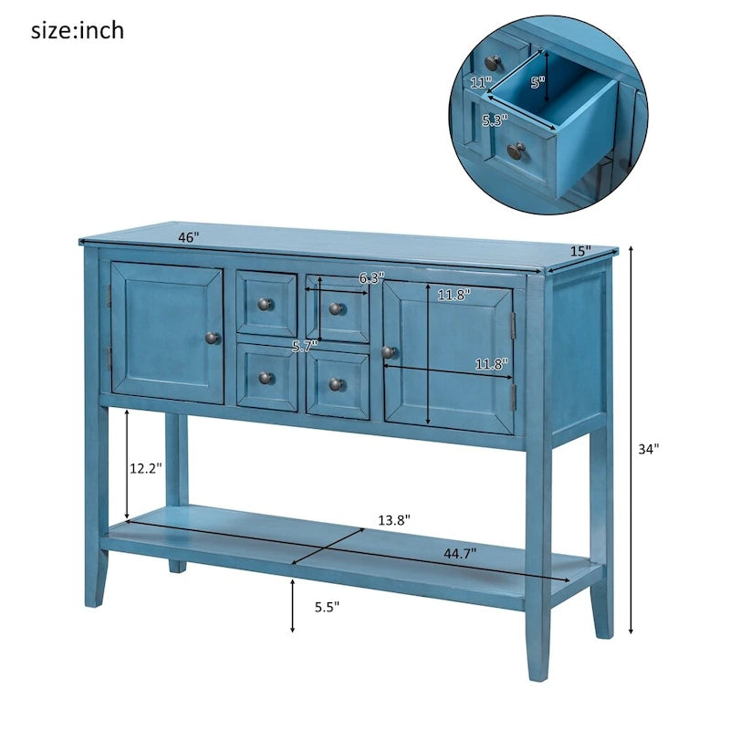 Cambridge Series Buffet Sideboard Console Table with Bottom Shelf - N/A