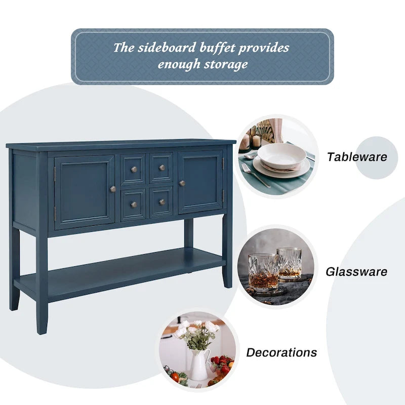 Cambridge Series Buffet Sideboard Console Table with Bottom Shelf - N/A
