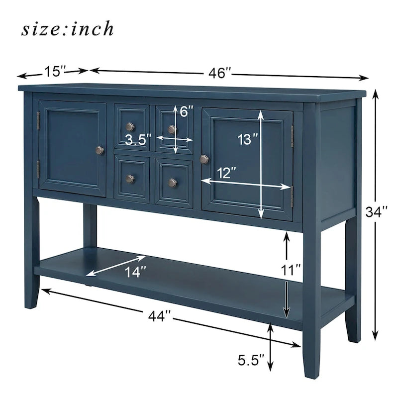 Cambridge Series Buffet Sideboard Console Table with Bottom Shelf - N/A