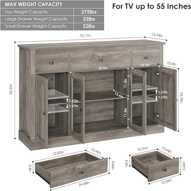 Buffet Cabinet - 15.7D x 55W x 35.4H