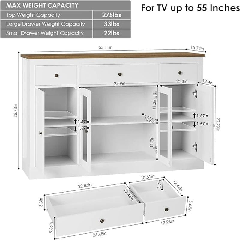 Buffet Cabinet - 15.7D x 55W x 35.4H