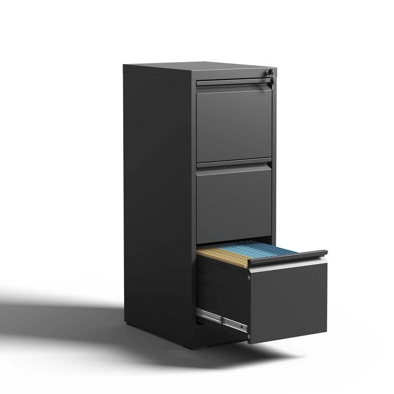 3 Drawer Metal Vertical Filing Cabinet with Lock,A4 Legal/Letter Size