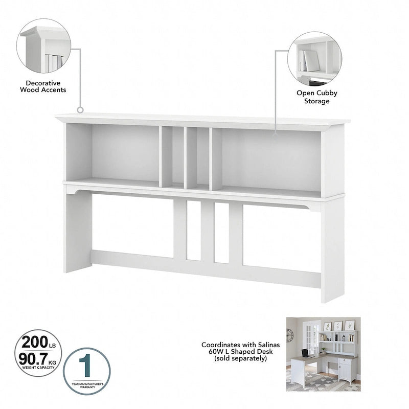 Bush Furniture Salinas 60W Hutch- Hutch Only - 60.00L x 10.51W x 32.99H