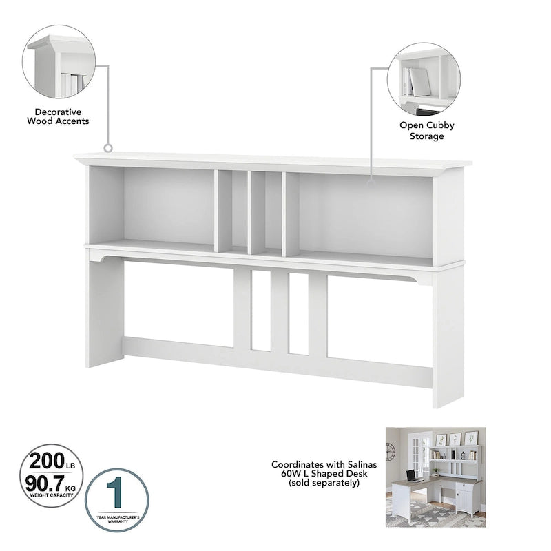 Bush Furniture Salinas 60W Hutch- Hutch Only - 60.00L x 10.51W x 32.99H