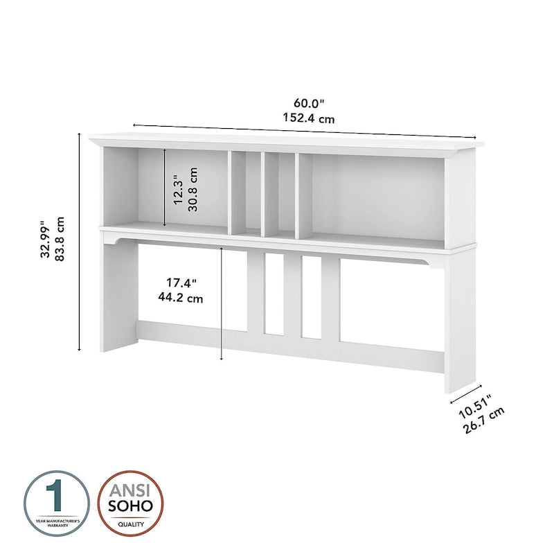Bush Furniture Salinas 60W Hutch- Hutch Only - 60.00L x 10.51W x 32.99H