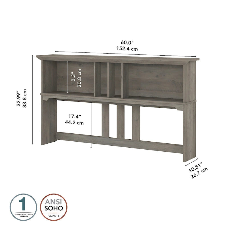 Bush Furniture Salinas 60W Hutch- Hutch Only - 60.00L x 10.51W x 32.99H