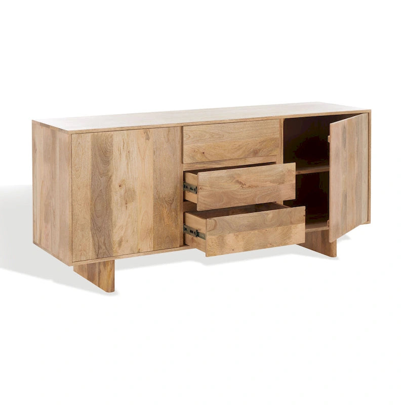 SAFAVIEH Couture Zhanat Natural Wood Sideboard - 63 W x 18 D x 29 H - 63Wx18Dx29H