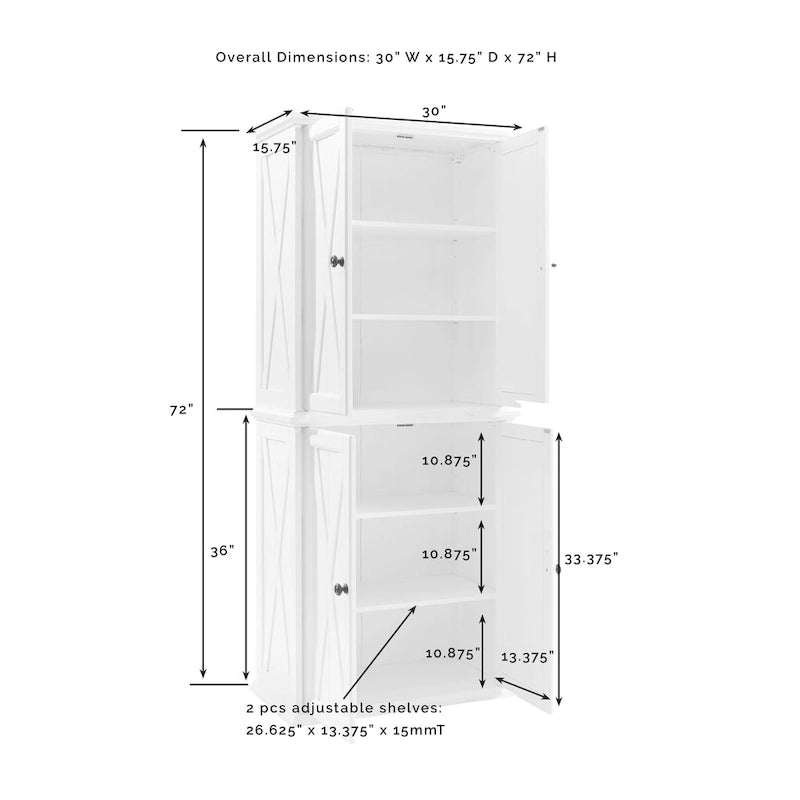 Crosley Clifton Tall Pantry - 30W x 15.75D x 72H