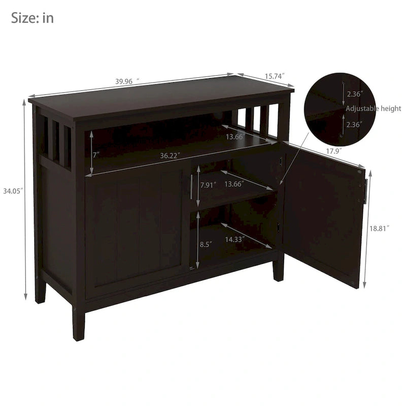 Moda Kitchen Storage Sideboard And Buffet Server Cabinet Brown