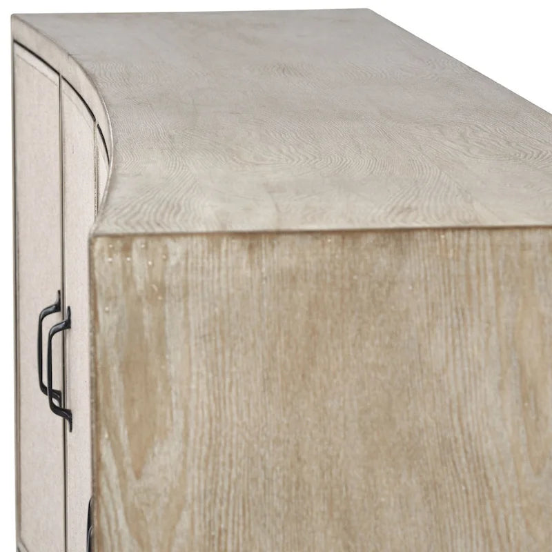 Bellefontaine II Brown Fir Veneer Frame w/ Fabric Covered Cabinet Doors Sideboard - 68.0L x 15.5W x 31.5H