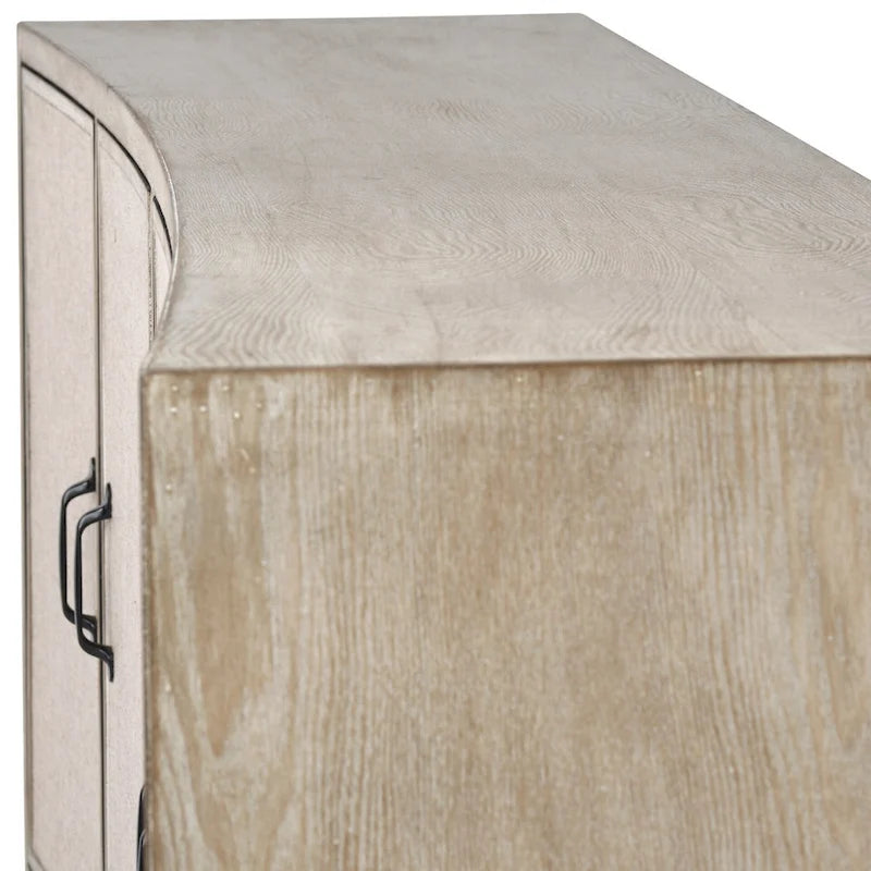 Bellefontaine II Brown Fir Veneer Frame w/ Fabric Covered Cabinet Doors Sideboard - 68.0L x 15.5W x 31.5H