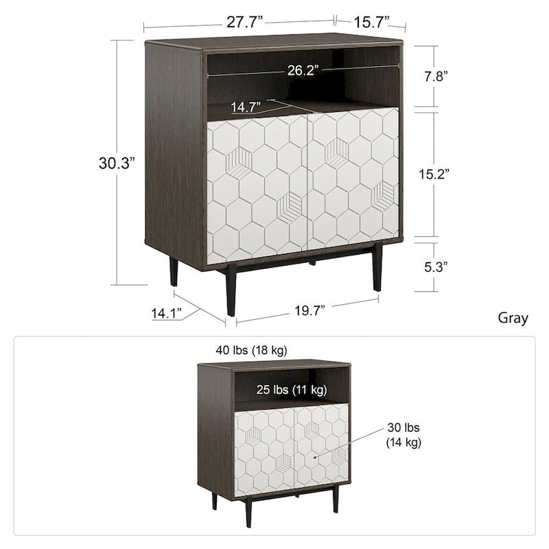CosmoLiving by Cosmopolitan Olivia Grey Storage Cabinet