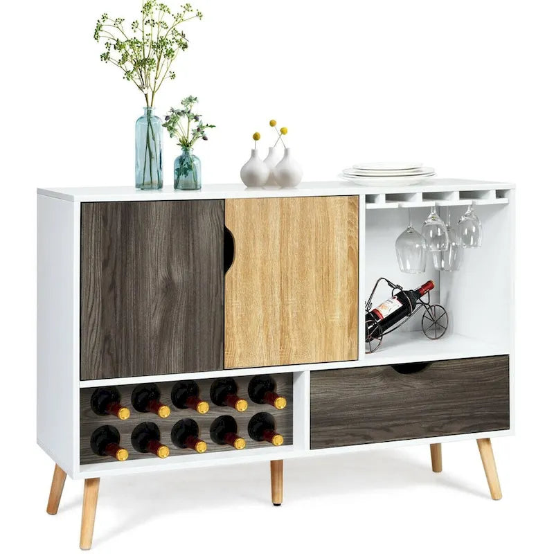 Mid-Century Buffet Sideboard Wooden Storage Cabinet - 47.5 x 15.5 x 34(L x W x H)