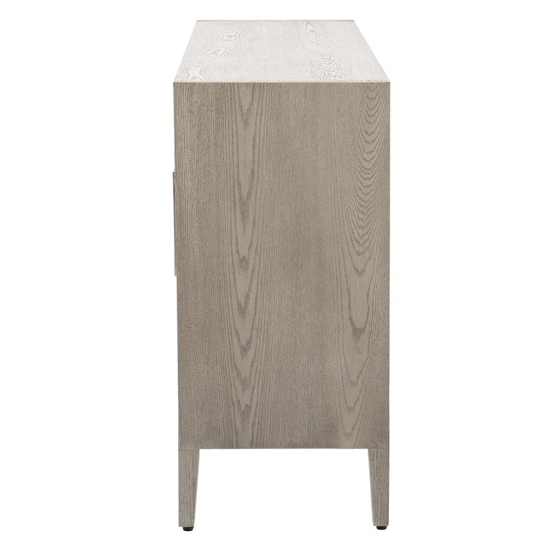 Wooden Storage Cabinet with 3 Tempered Glass Doors and Adjustable Shelf and Legs - 58.2L15.7W33.9H