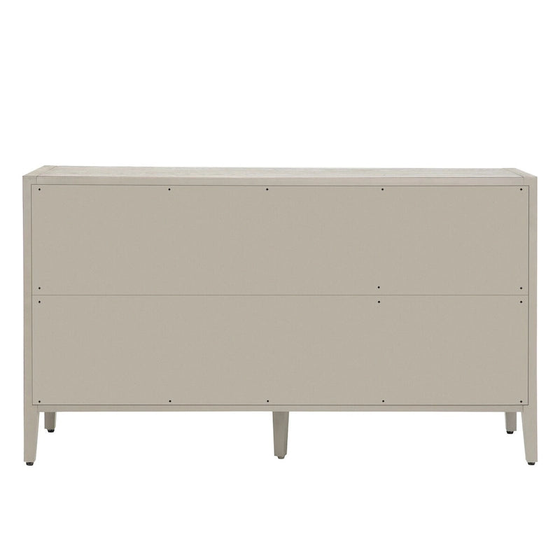 Wooden Storage Cabinet with 3 Tempered Glass Doors and Adjustable Shelf and Legs - 58.2L15.7W33.9H