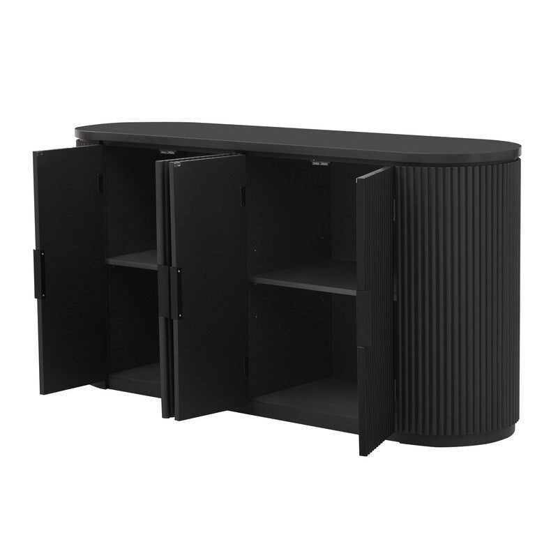 63W 4-Door Storage Cabinet with Metal Handles - N/A