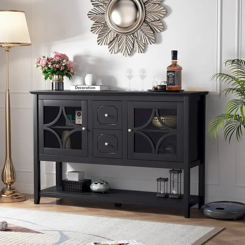 Sideboard Buffet Console Table with Adjustable Shelves and Drawers