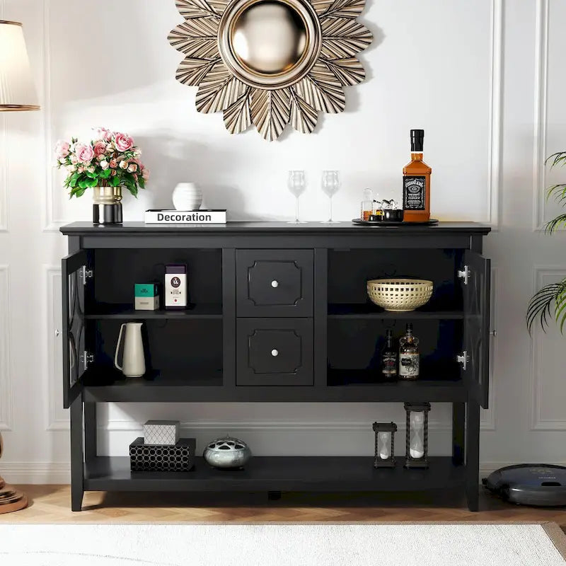 Sideboard Buffet Console Table with Adjustable Shelves and Drawers