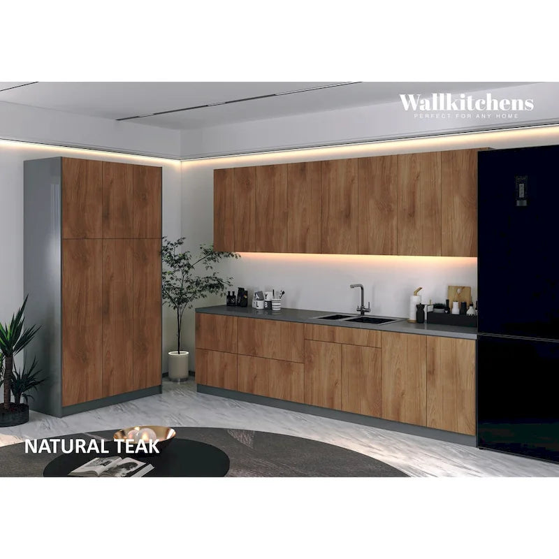 Kitchen Oasis Collection Natural Teak & Black Color Base Size 10Ft Wide - 123x50