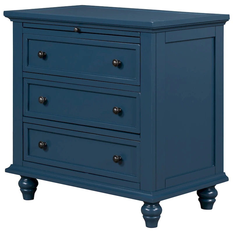 3-Drawer Storage Wood Cabinet, End Table with Pull out Tray