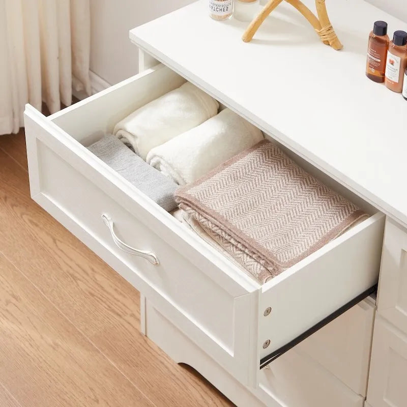 Modern 3 Drawer Bedroom Chest of Drawers with 6 Drawers Dresser, Clothes Organizer Metal Pulls