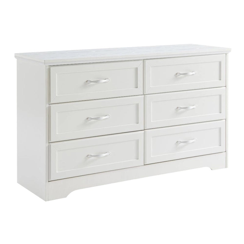 Modern 3 Drawer Bedroom Chest of Drawers with 6 Drawers Dresser, Clothes Organizer Metal Pulls