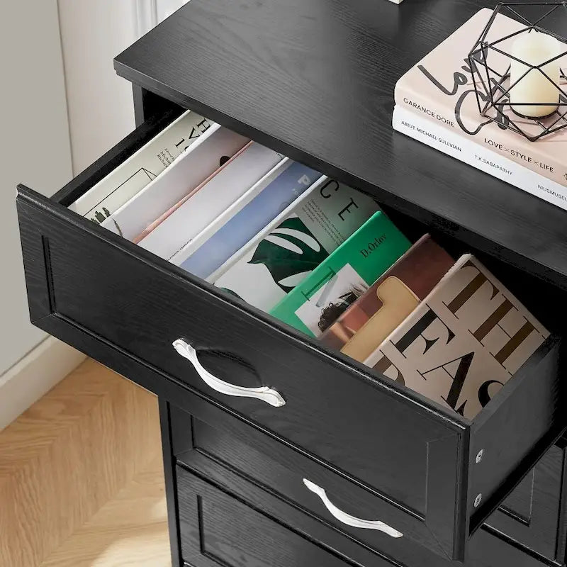 Modern 3 Drawer Bedroom Chest of Drawers with 6 Drawers Dresser, Clothes Organizer Metal Pulls