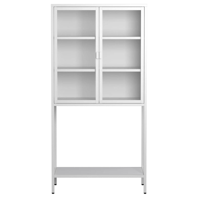 Display Storage Cabinet with Glass Doors and 2 adjustable Shelves