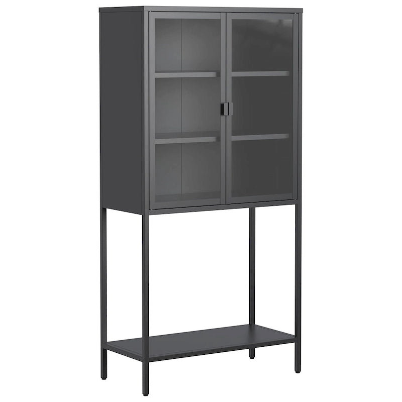 Display Storage Cabinet with Glass Doors and 2 adjustable Shelves