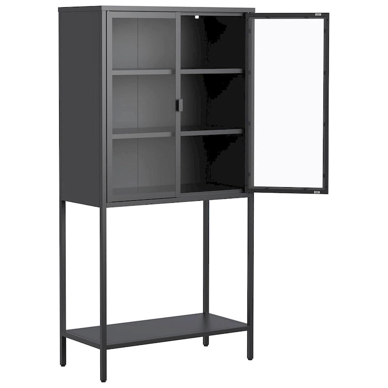 Display Storage Cabinet with Glass Doors and 2 adjustable Shelves