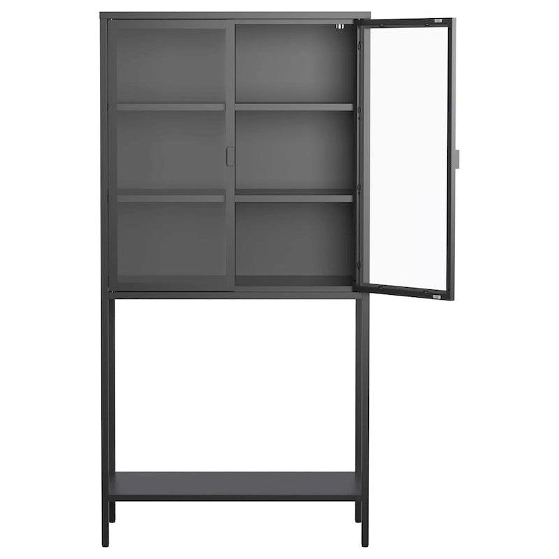 Display Storage Cabinet with Glass Doors and 2 adjustable Shelves