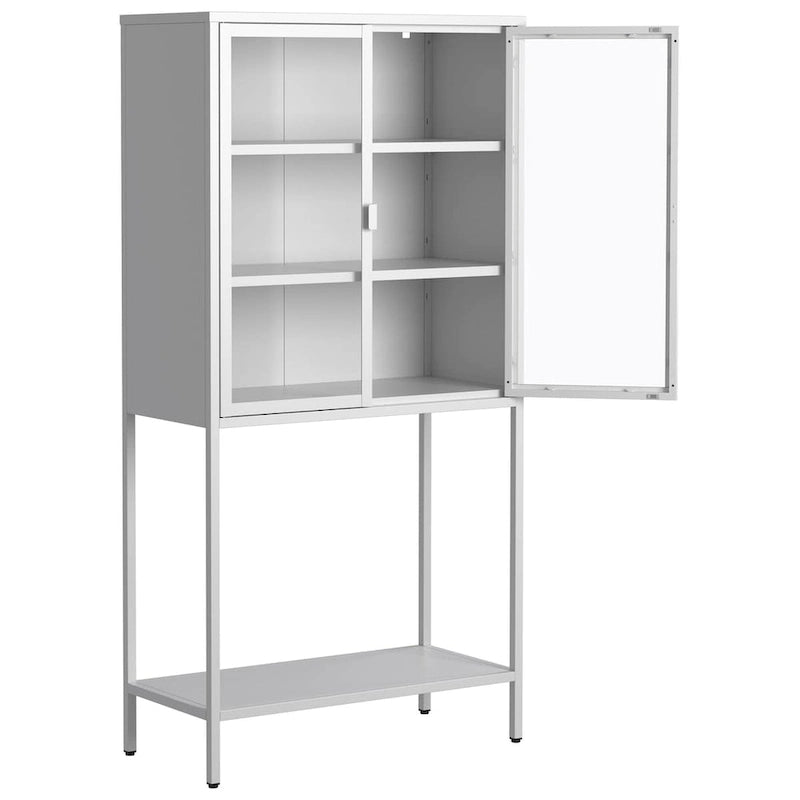 Display Storage Cabinet with Glass Doors and 2 adjustable Shelves