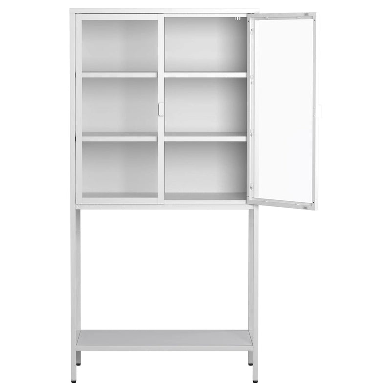 Display Storage Cabinet with Glass Doors and 2 adjustable Shelves