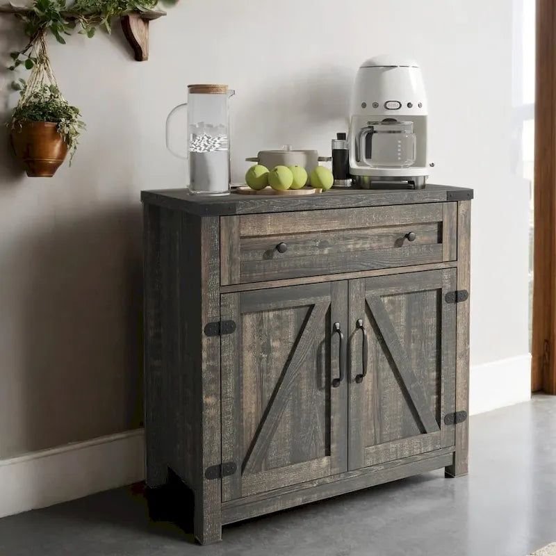 Double Barn Door Accent Cabinet