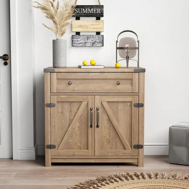 Double Barn Door Accent Cabinet