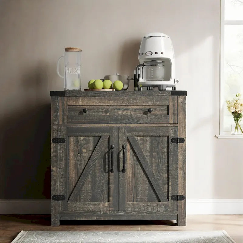 Double Barn Door Accent Cabinet